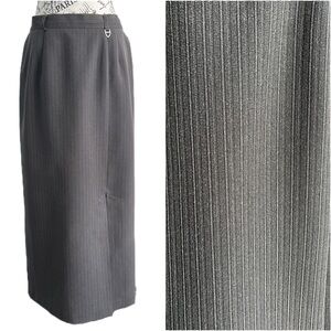 🇨🇦 90s Vintage Emotions Grey Pinstripe Maxi  Minimalist Skirt Size Medium